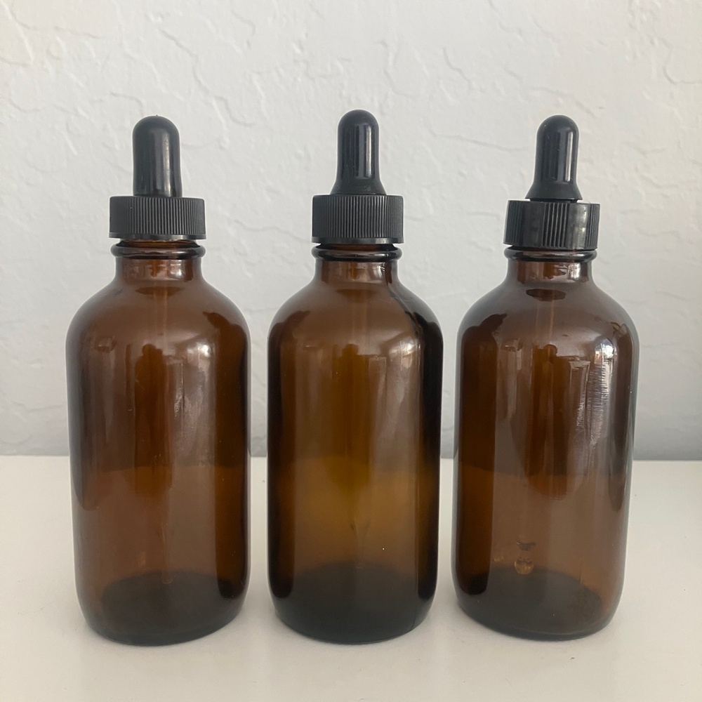 Lot of 10 4oz Amber Brown Glass Bottles Screw On Tops and Droppers Food Safe - Picture 4 of 4